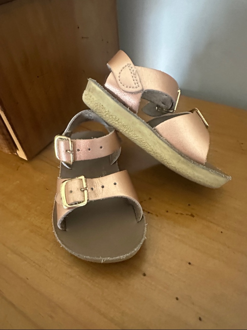 Classic Double-Buckle Kids Sandals in Light Tan